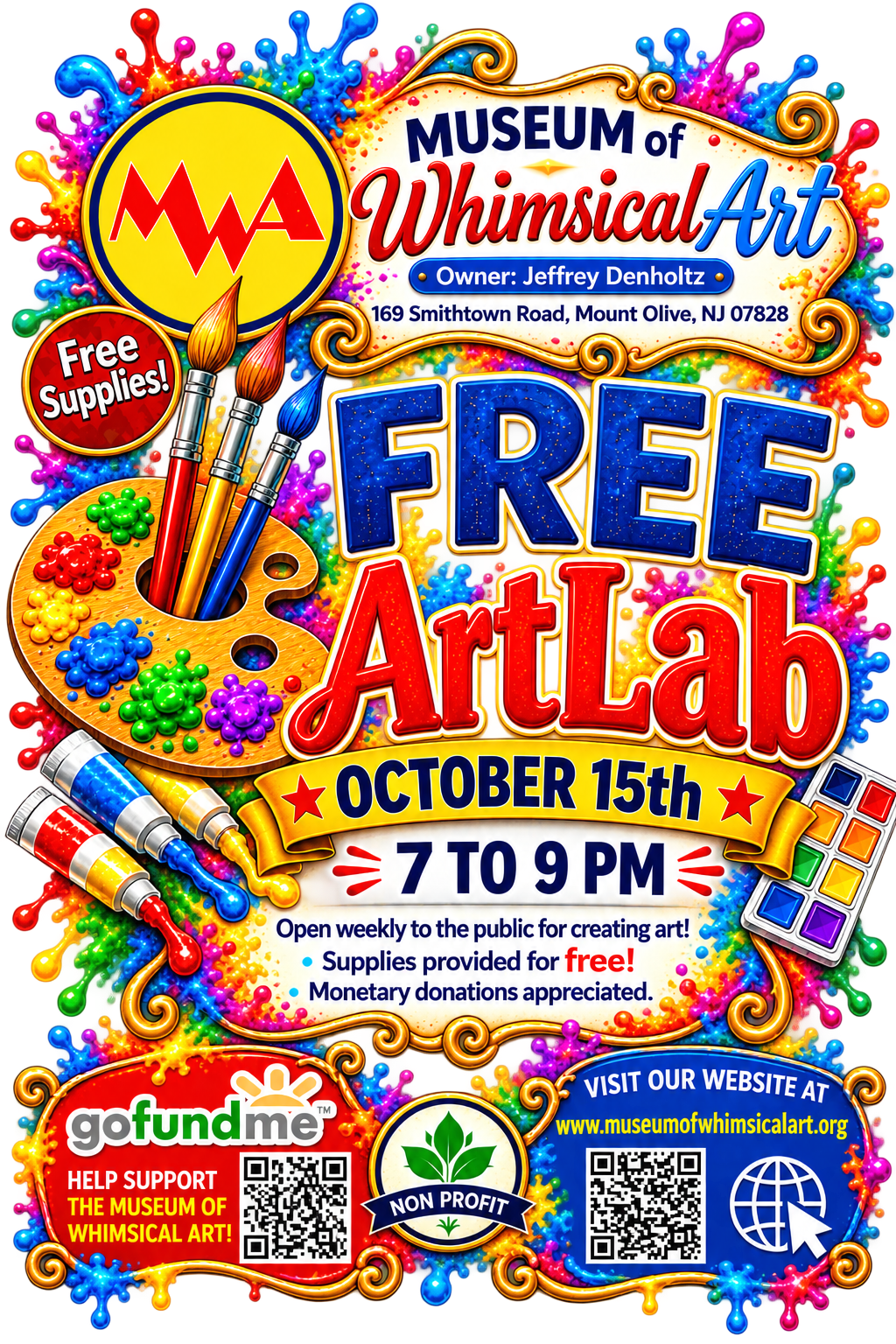 Museum of Whimsical Art Art Lab October poster